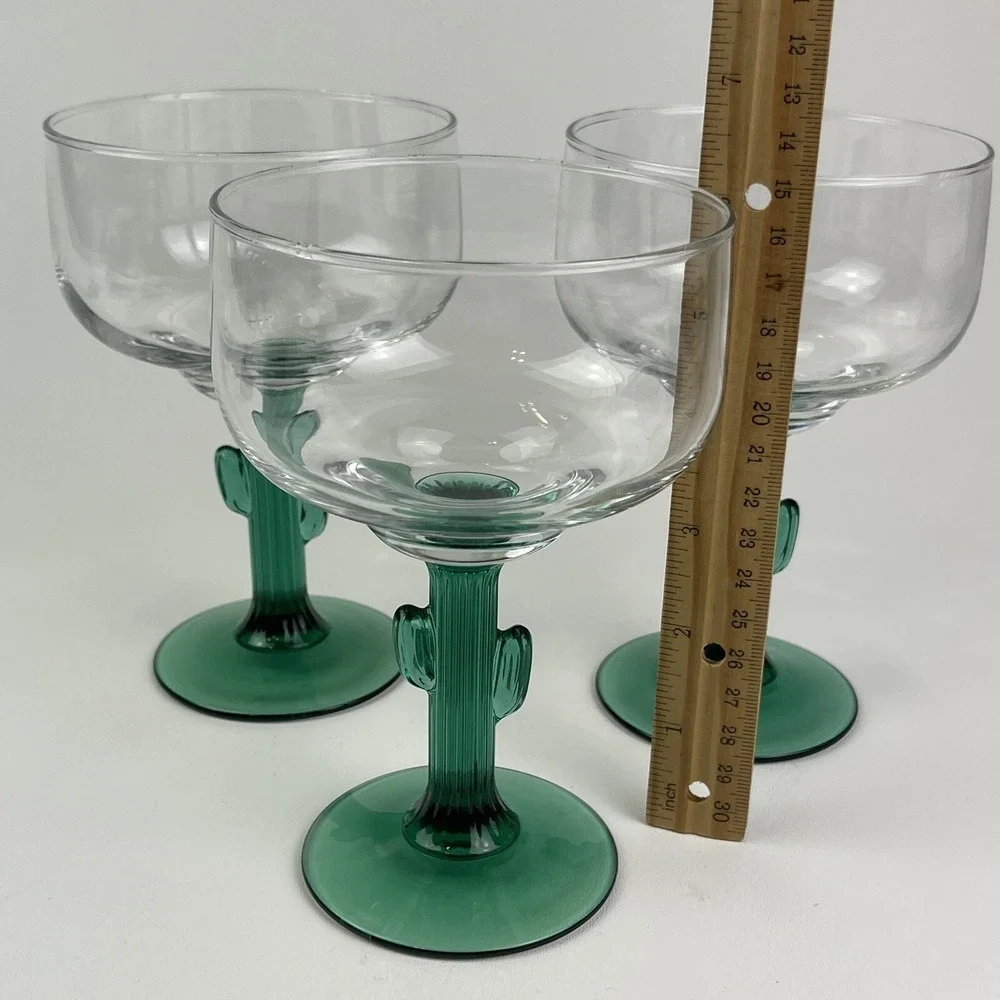 Libbey Cactus Stemmed Margarita Glass Set of 3 6.25x4